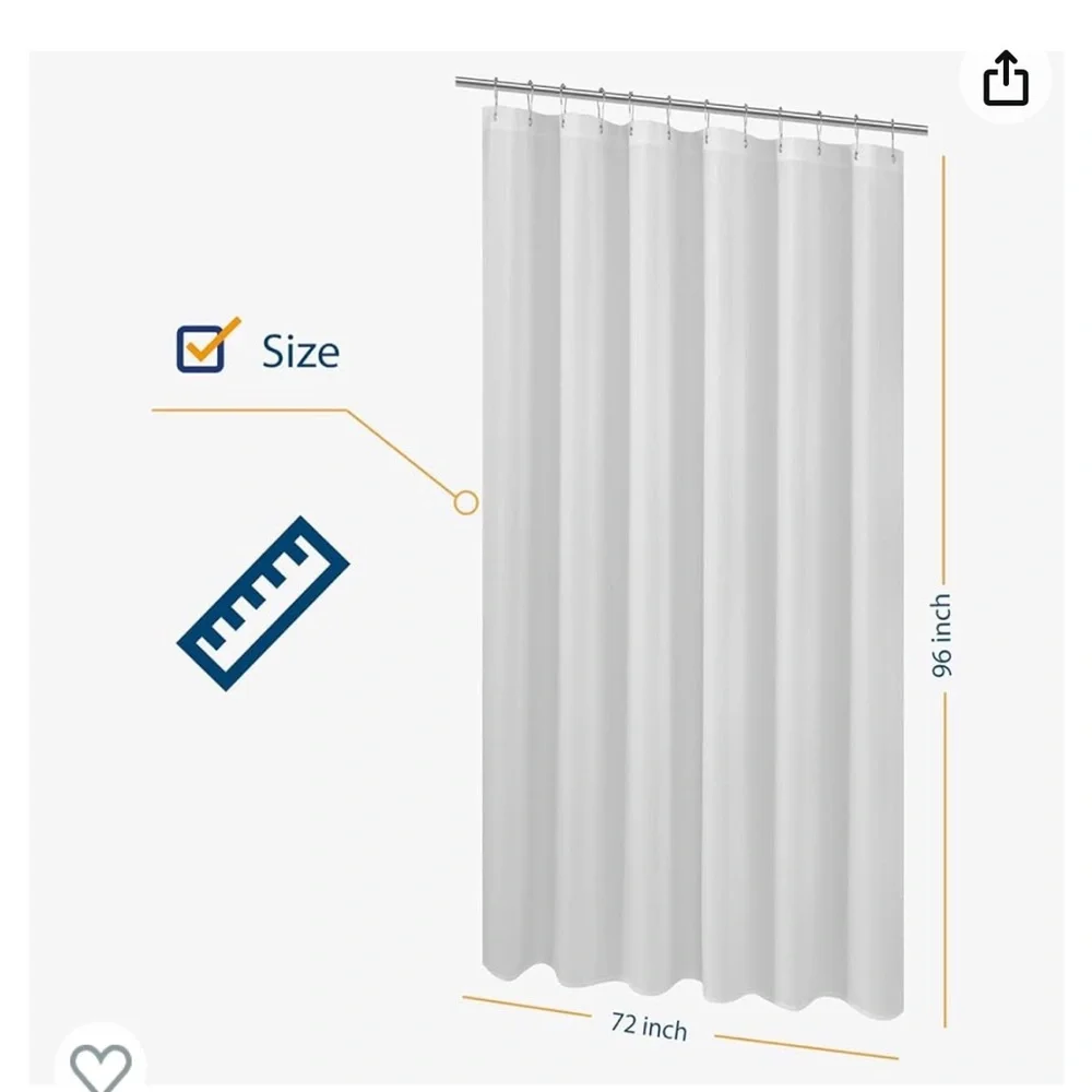 N&Y HOME Extra Long Shower Curtain Liner Fabric 72 x 96 inches, Hotel Quality
